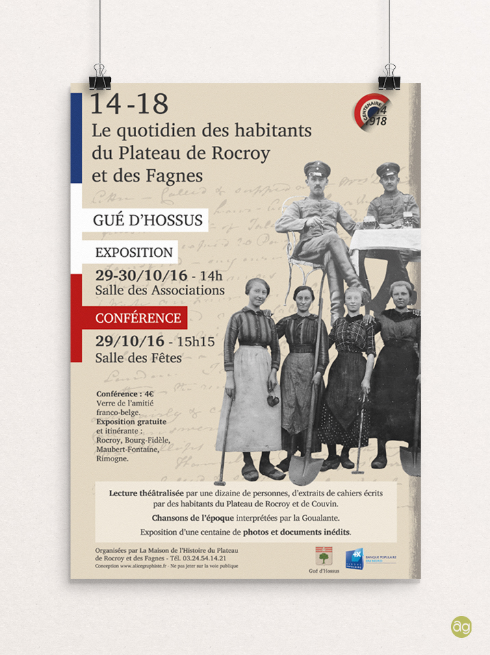 Affiche : exposition et conférence "Le plateau de Rocroy durant la guerre 14-18"